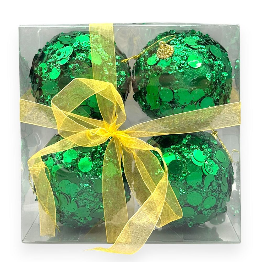 Sequin Sparkle Ornaments – Set of 4