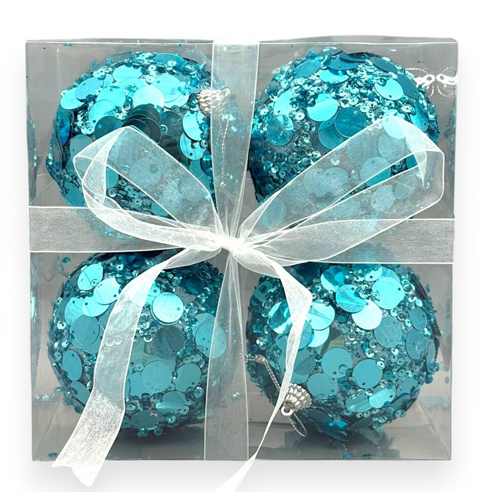 Sequin Sparkle Ornaments – Set of 4