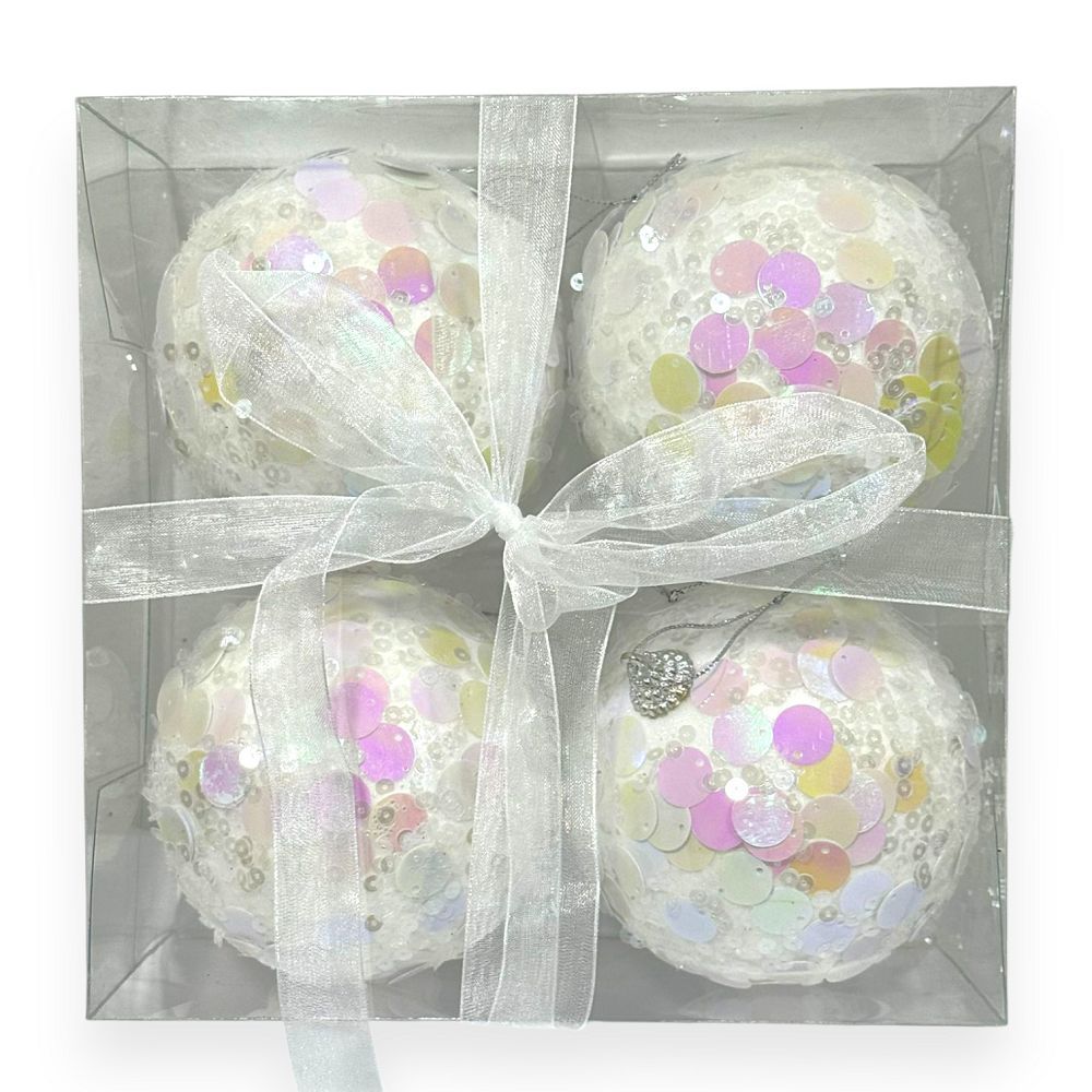 Sequin Sparkle Ornaments – Set of 4