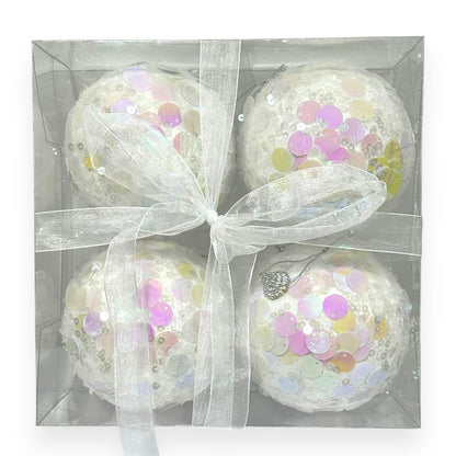 Sequin Sparkle Ornaments – Set of 4