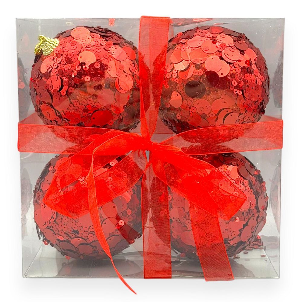 Sequin Sparkle Ornaments – Set of 4