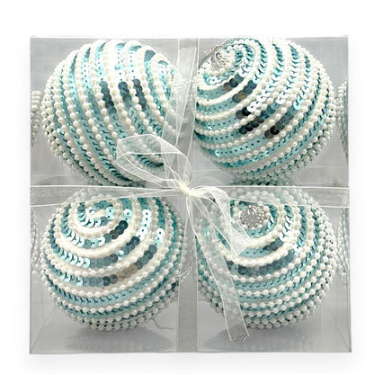 Swirl Sequin Christmas Orn – Set of 4