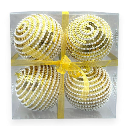 Swirl Sequin Christmas Orn – Set of 4