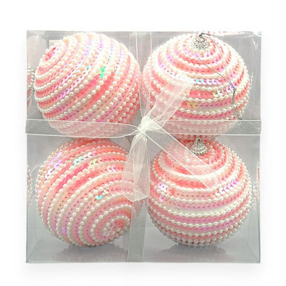 Swirl Sequin Christmas Orn – Set of 4