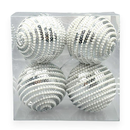 Swirl Sequin Christmas Orn – Set of 4