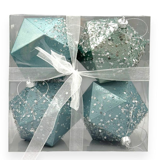 Geometric Glitter Christmas Orn 4"