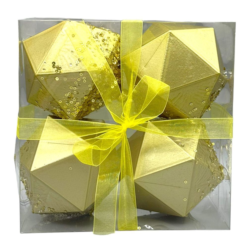 Geometric Glitter Christmas Orn 4"