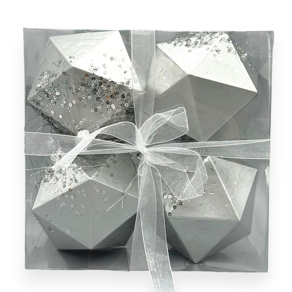 Geometric Glitter Christmas Orn 4"