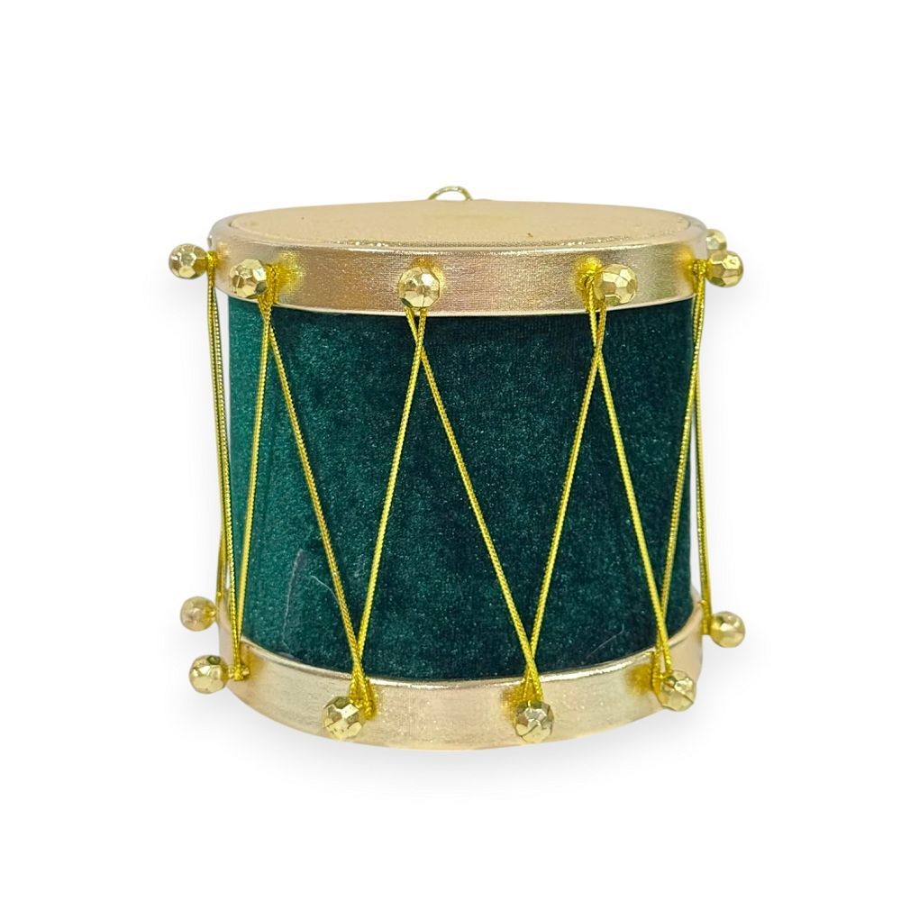 Velvet Christmas Drum Ornament 5"