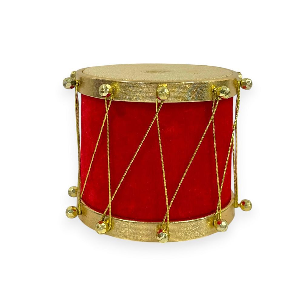 Velvet Christmas Drum Ornament 5"